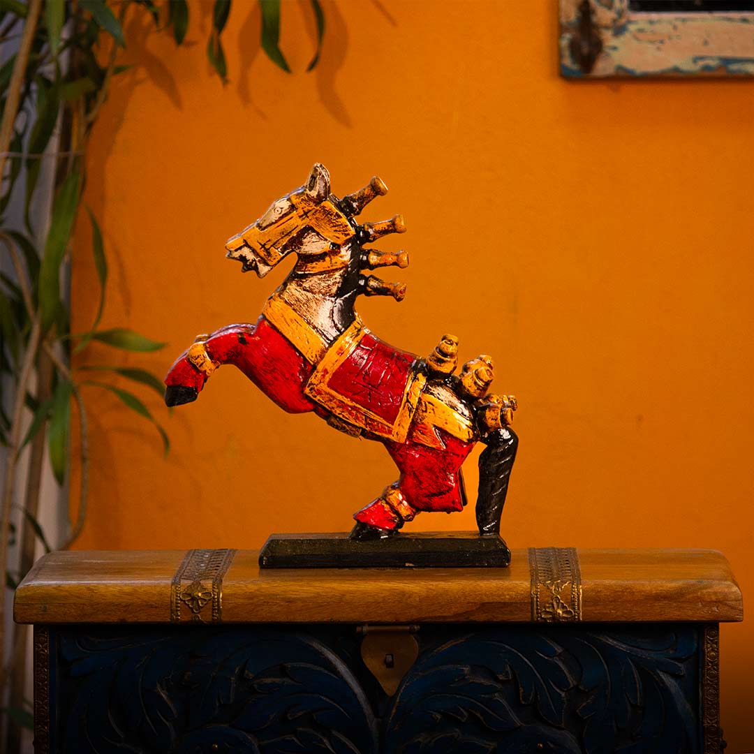 Rustic Painted Wooden Jumping Horse - Antique Finish ht 12 inches Rustic Painted Wooden Jumping Horse - Antique Finish ht 12 inches